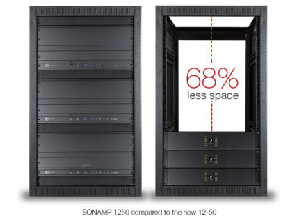 SONAMP 1250 integrated in a rack, taking up 68% less space