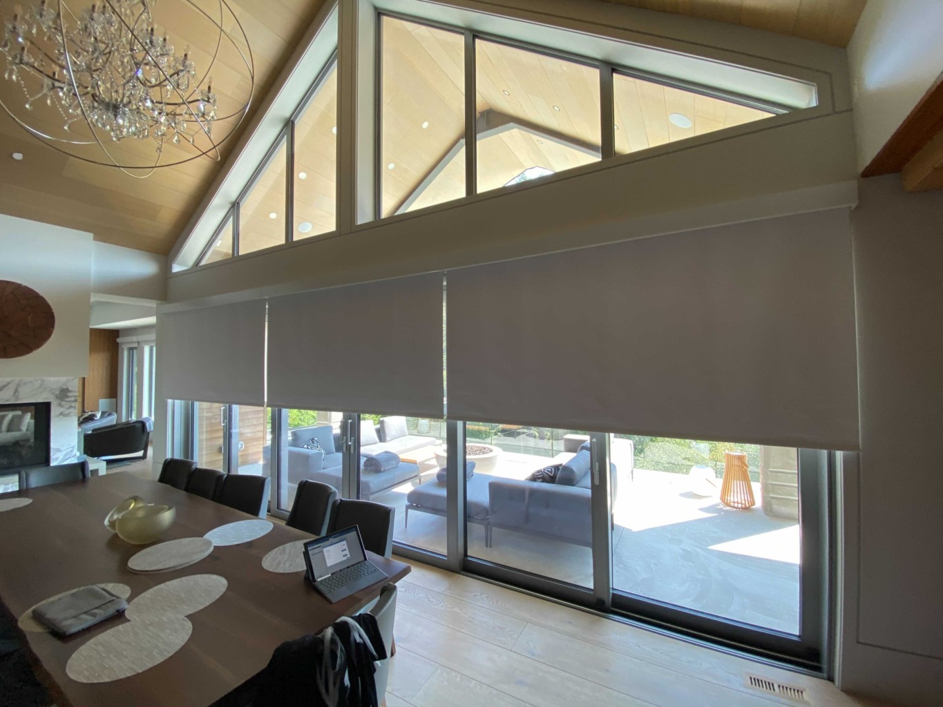 Lutron automated blinds installed in this Vancouver smart home.