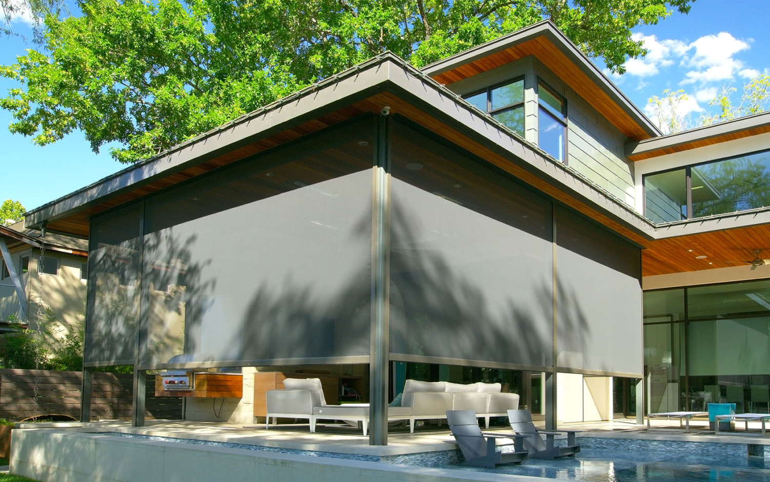 Outdoor Shades are installed on this Vancouver Home