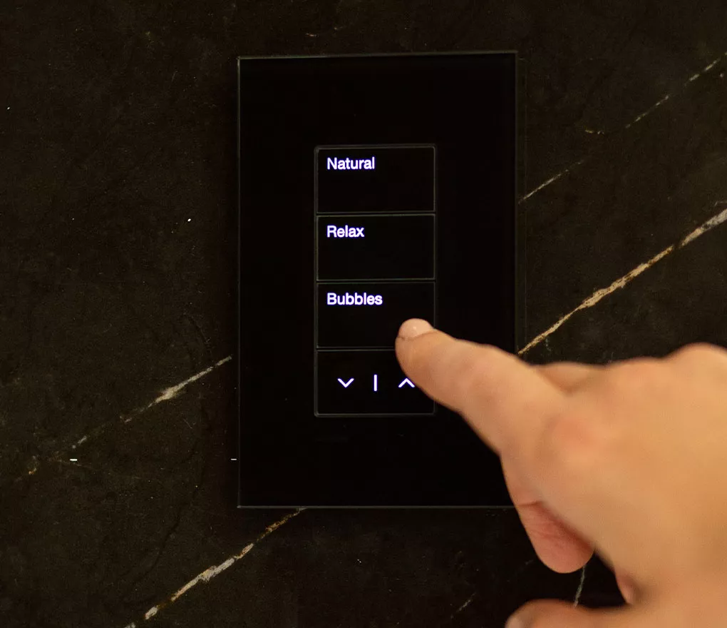 Lutron Sunnata keypad designed for RA3 and HomeWorks systems, featuring modern touch-sensitive controls