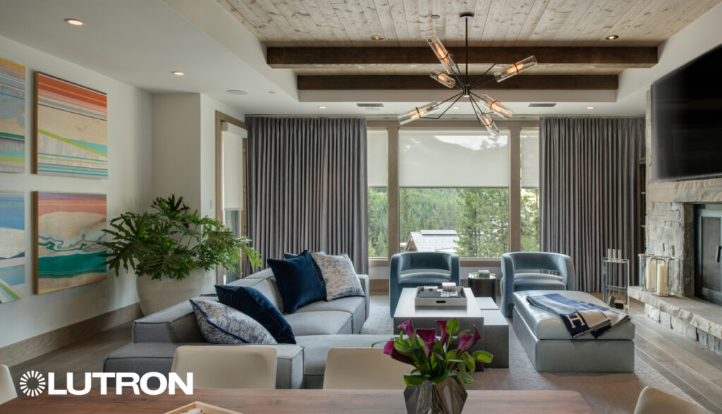 Elegant drapery by Lutron, expertly designed for seamless integration with smart home systems. Offering precise control over light and privacy, these drapes combine style, luxury, and advanced automation for a sophisticated living experience