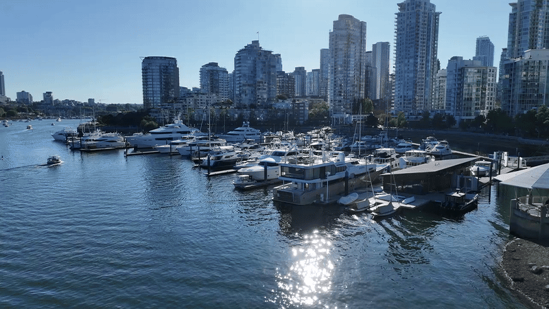 Vancouver marina with luxury yachts where Pure Image installs Crestron marine automation, AV, and security systems.