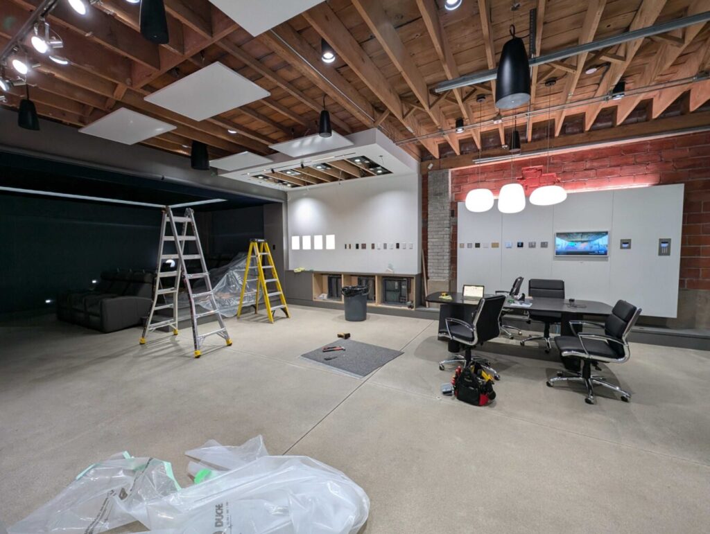 Yaletown showroom featuring a new ceiling with Ketra and Rania lighting, showcasing Ketra’s full-spectrum natural light technology that transforms home spaces and lifestyle.