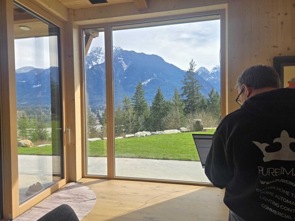 Smart home installation and programming in Whistler luxury home with mountain views