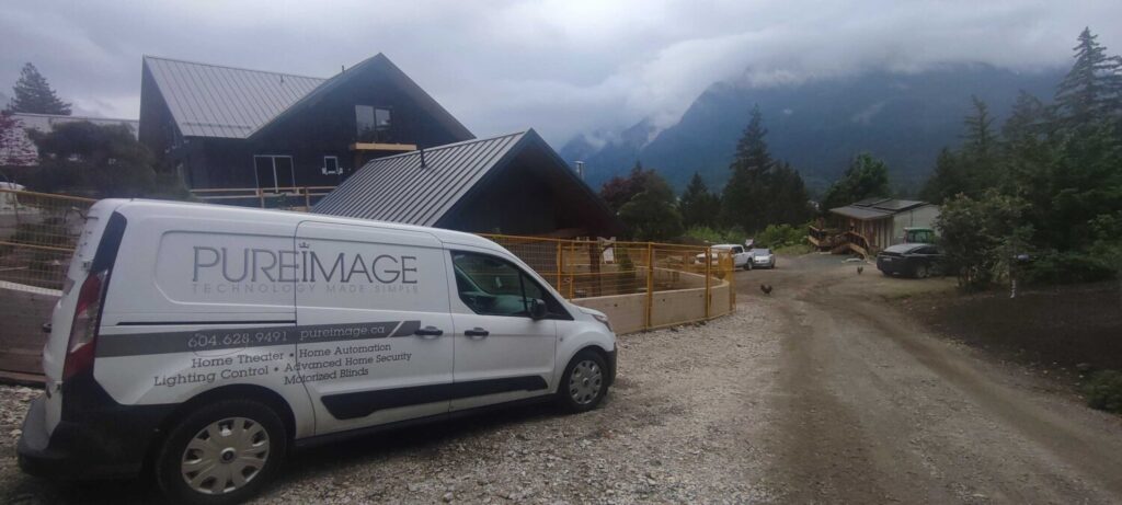 Smart home installation team on site at a luxury mountain home in Whistler