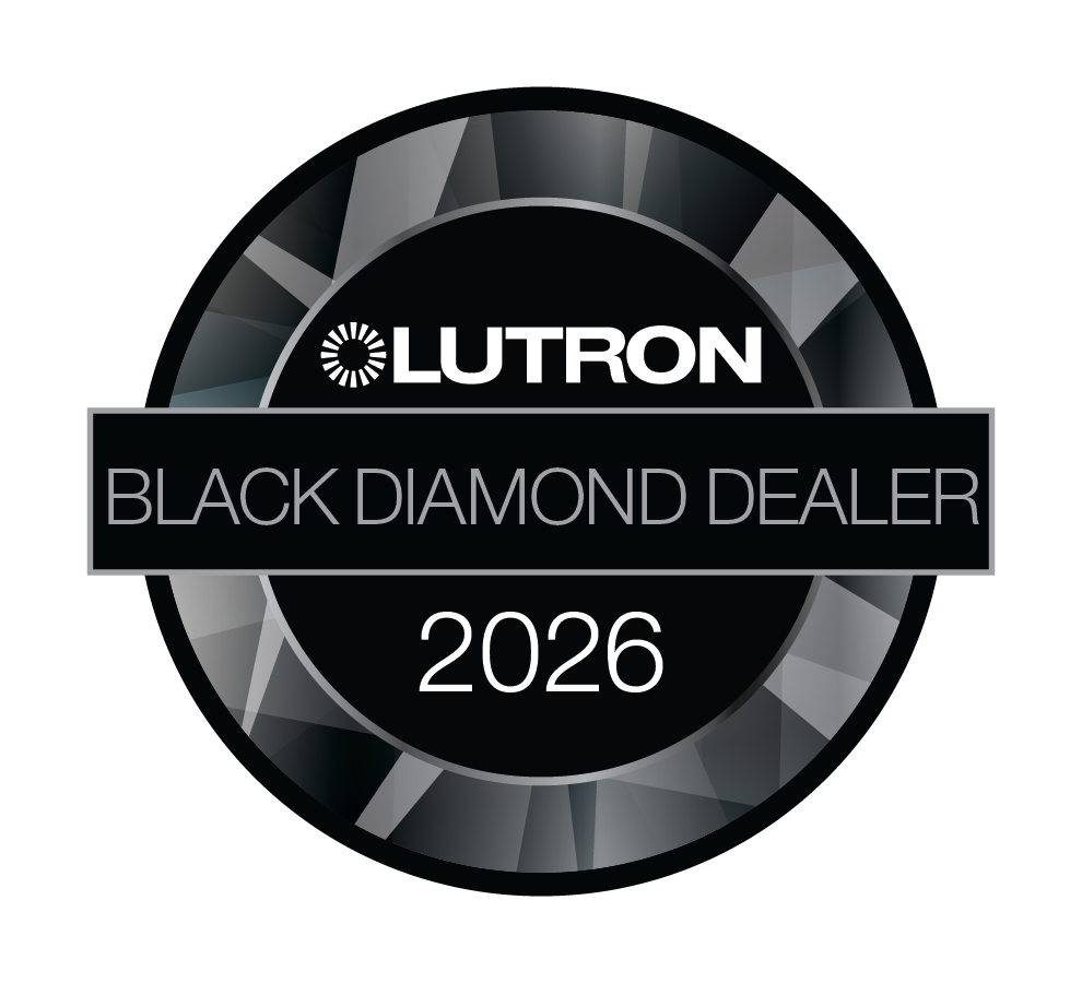 Lutron Black Diamond Dealer 2026 award badge for Pure Image Technology